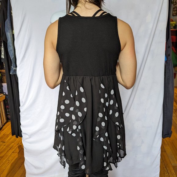 Disney Girls Dress Polka Dot Sequined Black Sleeveless Size Medium - Picture 3 of 7